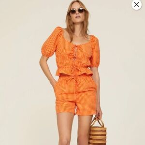 Orange gingham tie top | Louna | Large